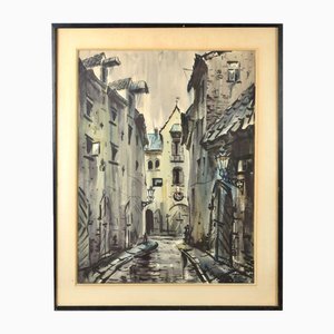 Janis Brekte, Riga, Watercolor on Paper, 20th Century