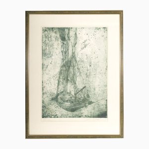 Janis Ferdinands Tidemanis, Barge, 20th Century, Etching