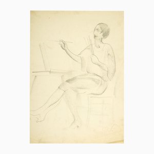 Marta Skulme, In the Workshop, 20th Century, Drawing on Paper