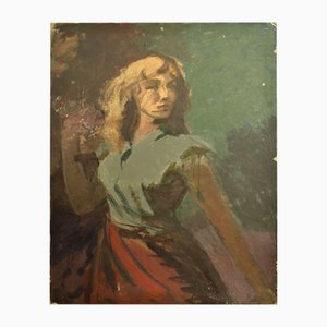 Porträt einer Frau, Öl an Bord, 20. Jh.