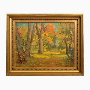 Autumn Landscape, Oil on Board, 20th Century