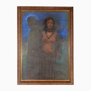 Retrato de mujer, siglo XX, Crayón