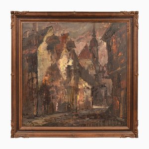 Riga, Oil on Board, 20th Century