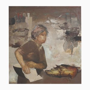 Pescadora en Pávilost, óleo sobre lienzo, siglo XX