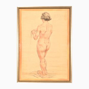 Desnudo femenino, siglo XX, Dibujo sobre papel