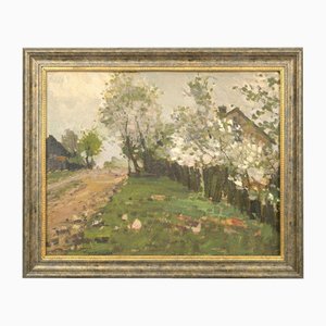 Bloom in Tukums, Oil on Board, 20th Century