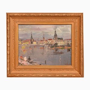 View of Riga, Oil on Board