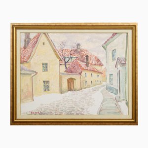 City Landscape, Oil on Canvas, 20th Century