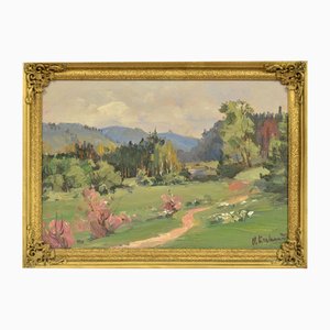Latgale Landscape, Oil on Board, 20th Century