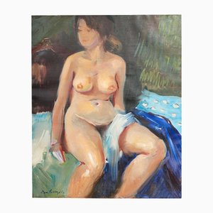 The Seated Woman, Oil on Canvas, 20th Century