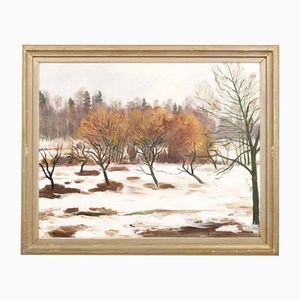 Paisaje de invierno, óleo sobre lienzo, siglo XX