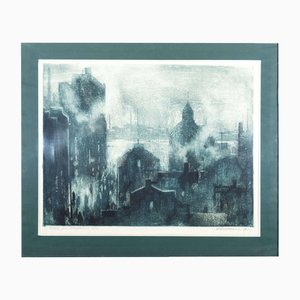 Pauls Duskins, Night at the Daugava, 1959, Etching