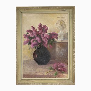 Karlis Hartmanis, Still Life with Lilacs, Oil on Board, 20th Century