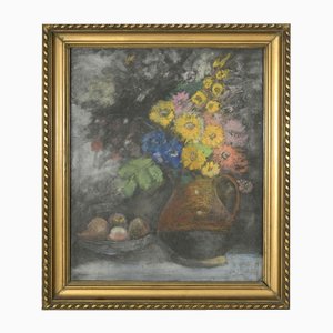 Still Life with Flowers, 20th Century, Pastel on Cardboard