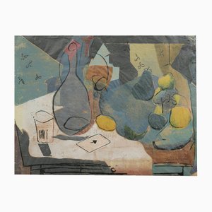 Adja Junkers, Bodegón con cartulina, Técnica mixta sobre papel