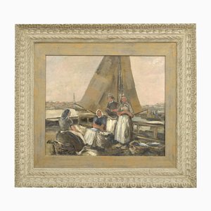 People of Pardaugava, Oil on Canvas, 20th Century