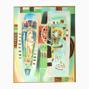 Abstract Composition Light, Oil on Canvas, 20th Century