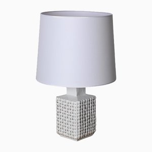 Lámpara de mesa italiana Mid-Century de cerámica esmaltada en blanco de Tommaso Barbi, años 70