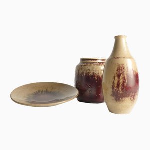 Oxblood Glazed Stoneware Pieces by Henning Nilsson, 1960s, Set of 3