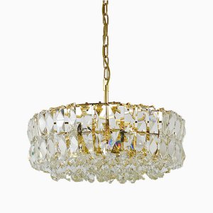 Large Gilt Brass and Crystal Glass Chandelier from Bakalowits & Söhne, 1970s