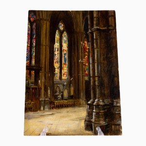 Frank Moss Bennett, Church, Oil Painting