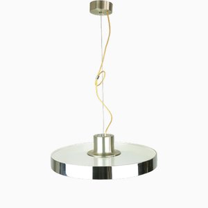 Lampe à Suspension en Chrome, Métal Peint et Verre, Italie, 1970s