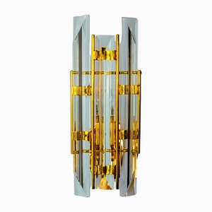 Venini Wall Lamp with Glass Trihedrons, Murano, Italy, 1970s