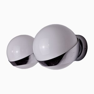 Appliques Space-Age en Opaline Blanche par Marca Sl, Espagne, 1960s, Set de 2