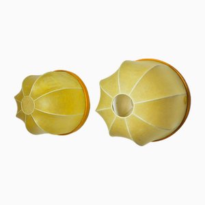 Cocoon Wall Lights in Resin and Pine, Italy, 1970s, Set of 2
