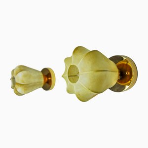 Cocoon Wall Lights in Resin and Pine, Italy, 1970s, Set of 2