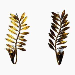 Golden Floral Sconces by Ferro Arte, Spain, 1980s, Set of 2