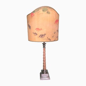 Lamp with Twisted Wooden Stem by Corallina