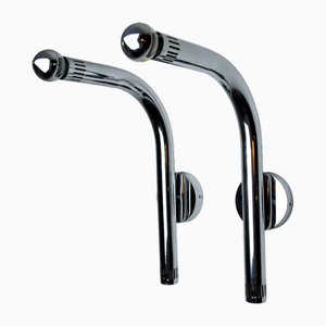 Space-Age Tubular Wall Lights in Chrome-Plated Metal, Italy, 1970s, Set of 2