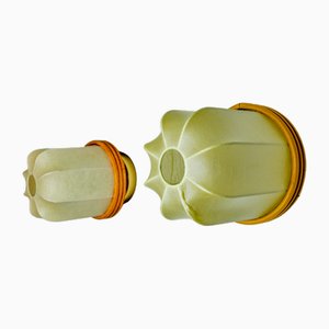 Cocoon Wall Lights in Resin and Pine, Italy, 1970s, Set of 2