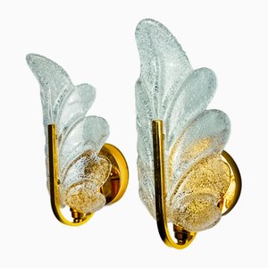 Leaf Wall Lights in Murano Glass by Carl Fagerlund, Germany, 1970s, Set of 2