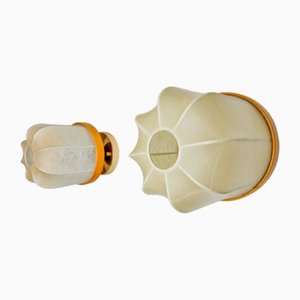 Cocoon Wall Lights in Polymer and Pine, Italy, 1970, Set of 2
