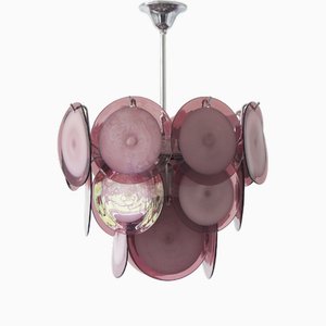 Lustre avec Disques en Verre de Murano de AV Mazzega, 1970s