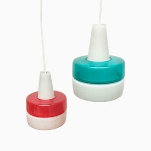 Mid-Century German Glass Pendant Lamps from Peill & Putzler, Set of 2