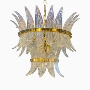 Lámpara de araña Belt Opalino Palmette de cristal de Murano de Simoeng