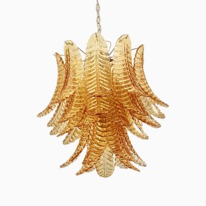Italian Amber Felci Murano Glass Chandelier by Simoeng