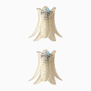 Italian Transparent Felci Murano Glass Wall Sconce by Simoeng, Set of 2