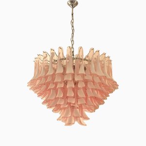Weißer und rosafarbener Selle Murano Glas Petali Kronleuchter von Simoeng