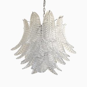 Italian Transparent Felci Murano Glass Chandelier by Simoeng