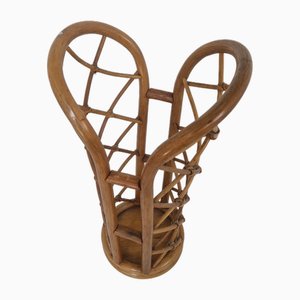 Paragüero Mid-Century de bambú y mimbre, años 60