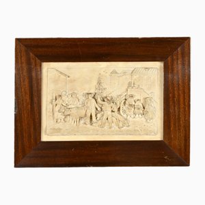 Peinture Bas-Relief en Calcaire Pétrifié par CF Becker, Fin du 19ème Siècle
