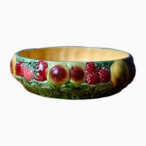 Barbotine Obstschale von Sarreguemines, 1940er