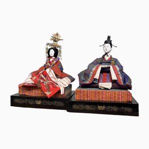 Ningyo Hina Puppen Kaiser und Kaiserin, 1890er, 2er Set