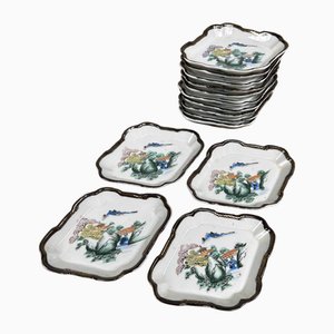 Hand-Painted Porcelain Bowl, 1920s, Set of 7