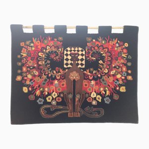 Wool Wall Tapestry with Fantasy Scene in the style of Egyptian, 1970s