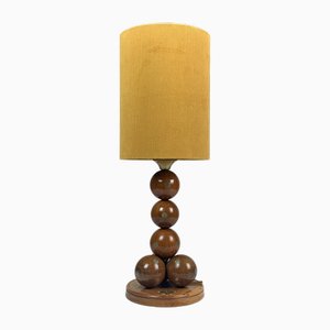 Dutch Handcrafted Commemorative Wooden Sphere Ball Table Lamp, 1976